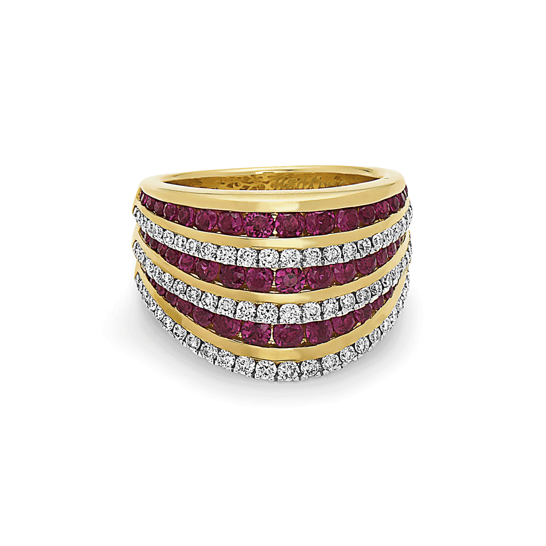 Charles Krypell Opera House 18k Gold Ruby and Diamond Ring