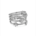 David Yurman Petite Starburst Multi Row Ring Sterling Silver with Diamonds, 19.4mm