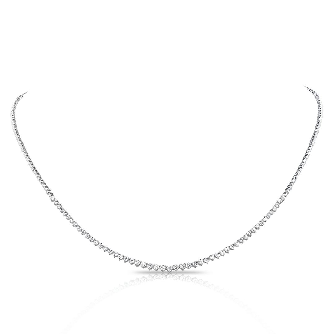 Hamilton Line Collection 14k White Gold and 1.60 Total Weight Diamond Line 16-18 Inch Necklace