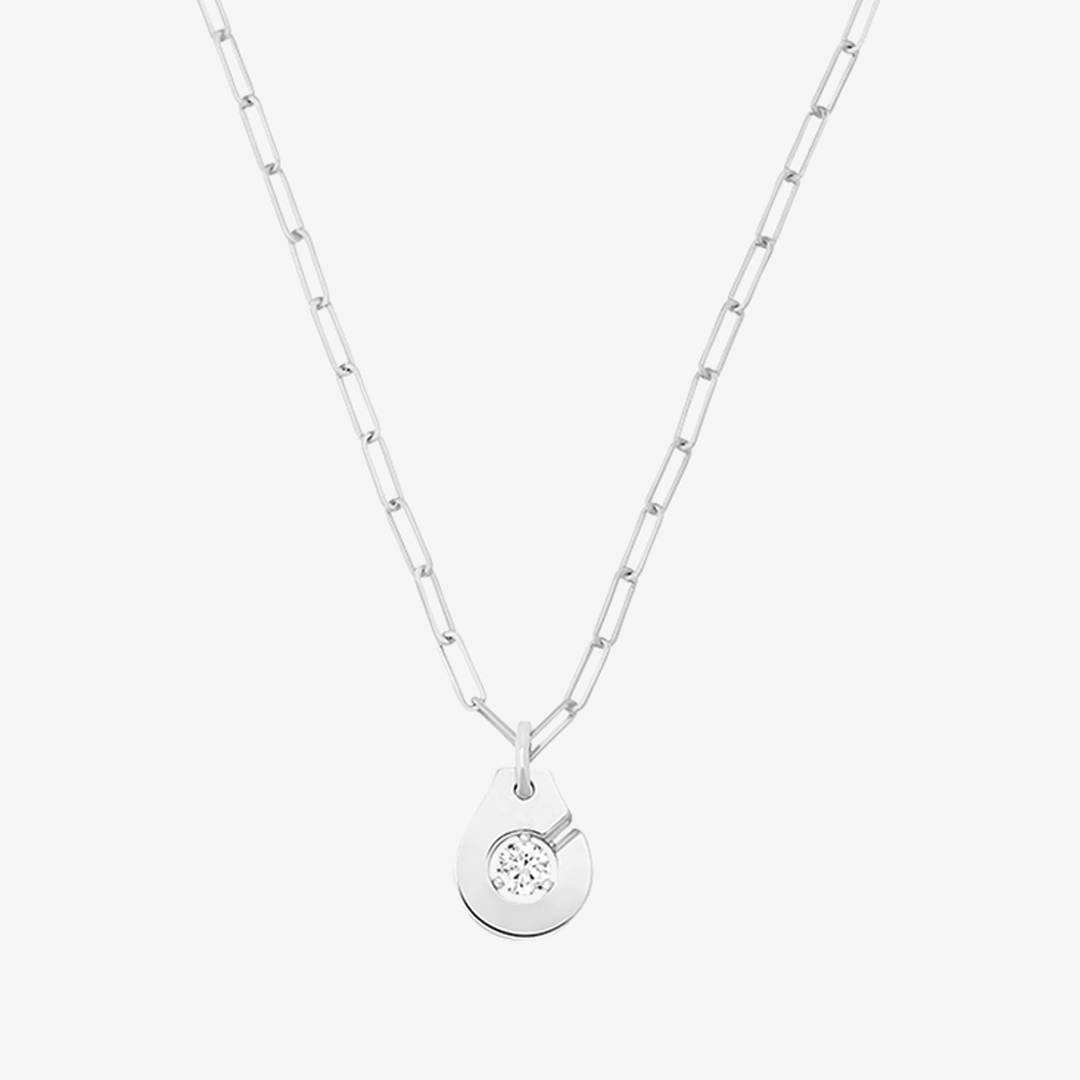 Dinh Van Menottes 18k White Gold and Diamond R10 Necklace