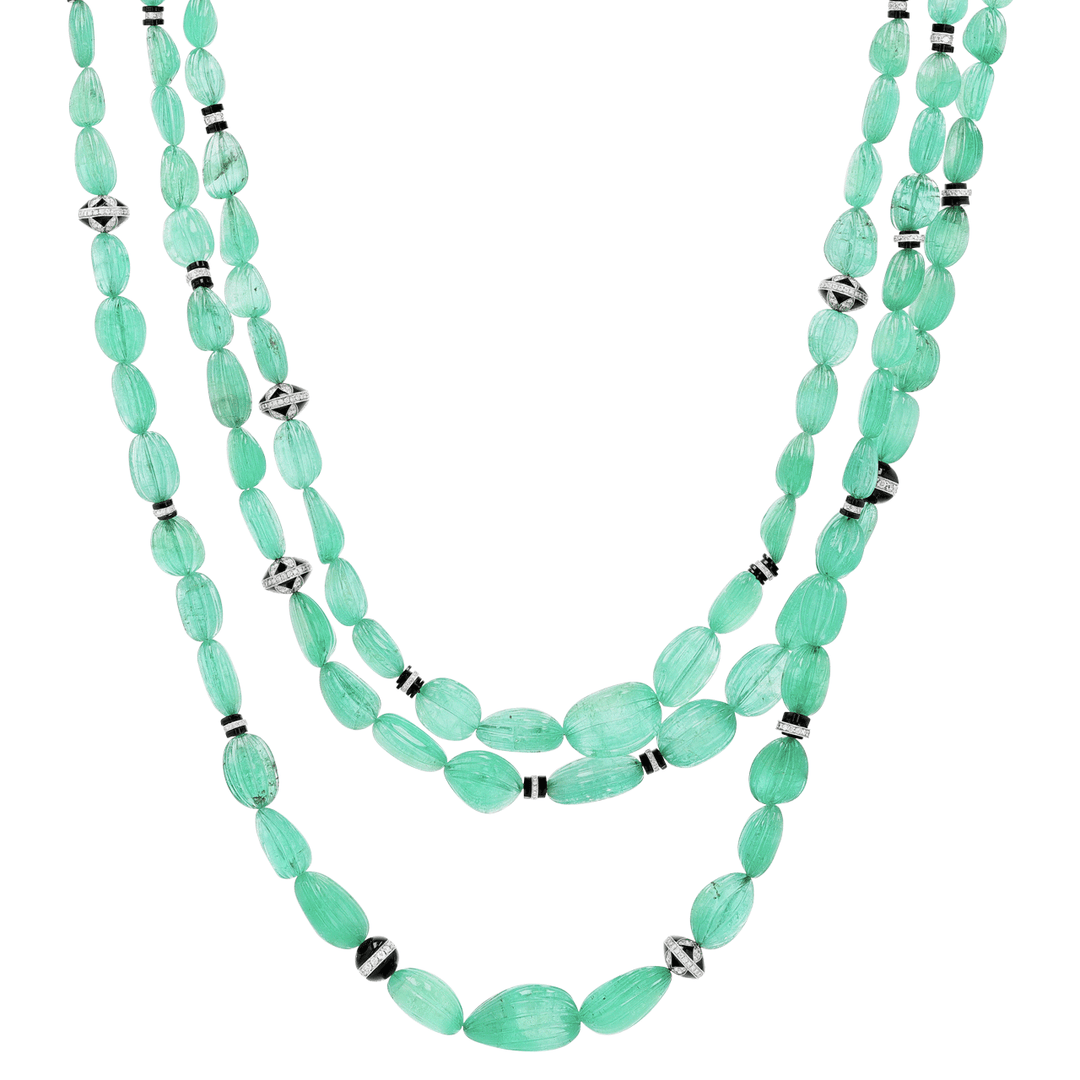 Hamilton Private Reserve Collection Carved Emerald 887 Total Weight Diamond Strand