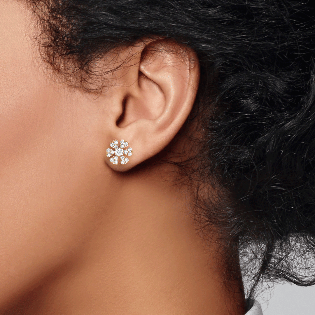 Hamilton Fleur 18k Yellow Gold and Diamond .50 Total Weight Earrings