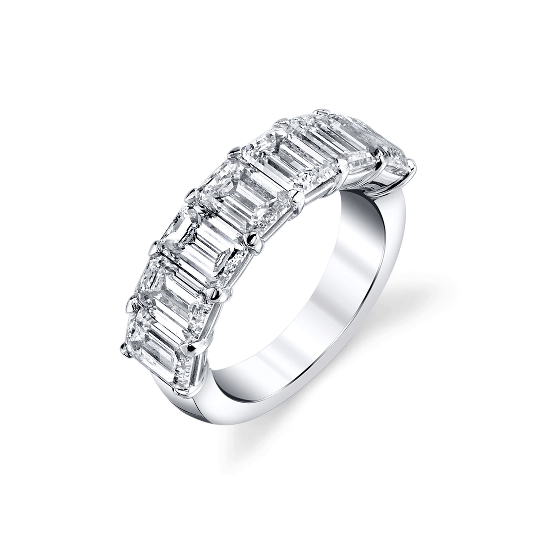 Platinum and Emerald Cut Diamond 2.32 Total Weight Diamond Band