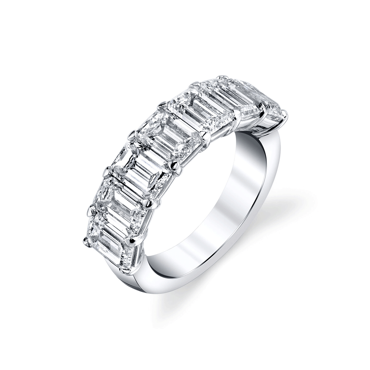 Platinum and Emerald Cut Diamond 2.32 Total Weight Diamond Band