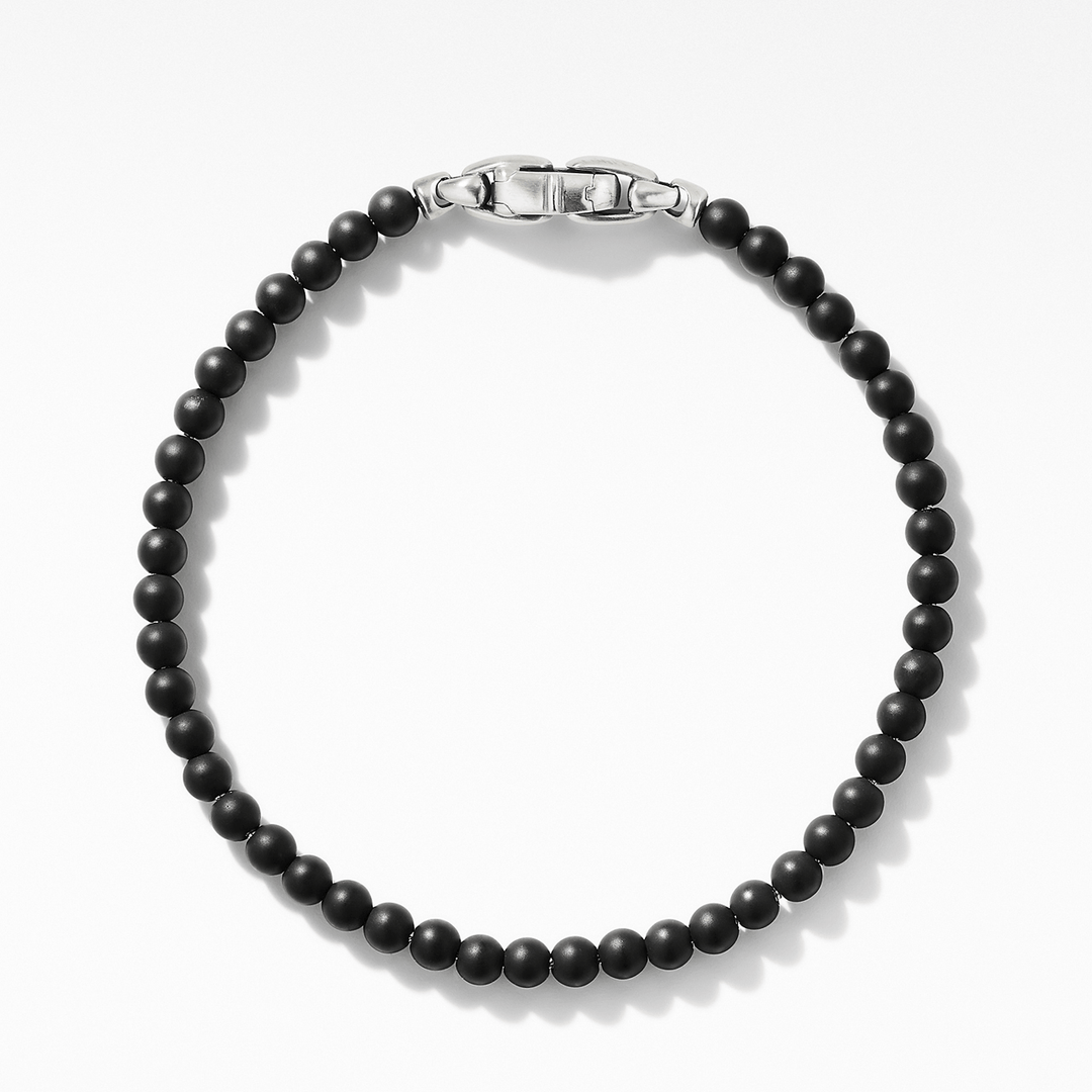 David Yurman Spiritual Beads Bracelet Black Onyx with Sterling Silver, 4mm