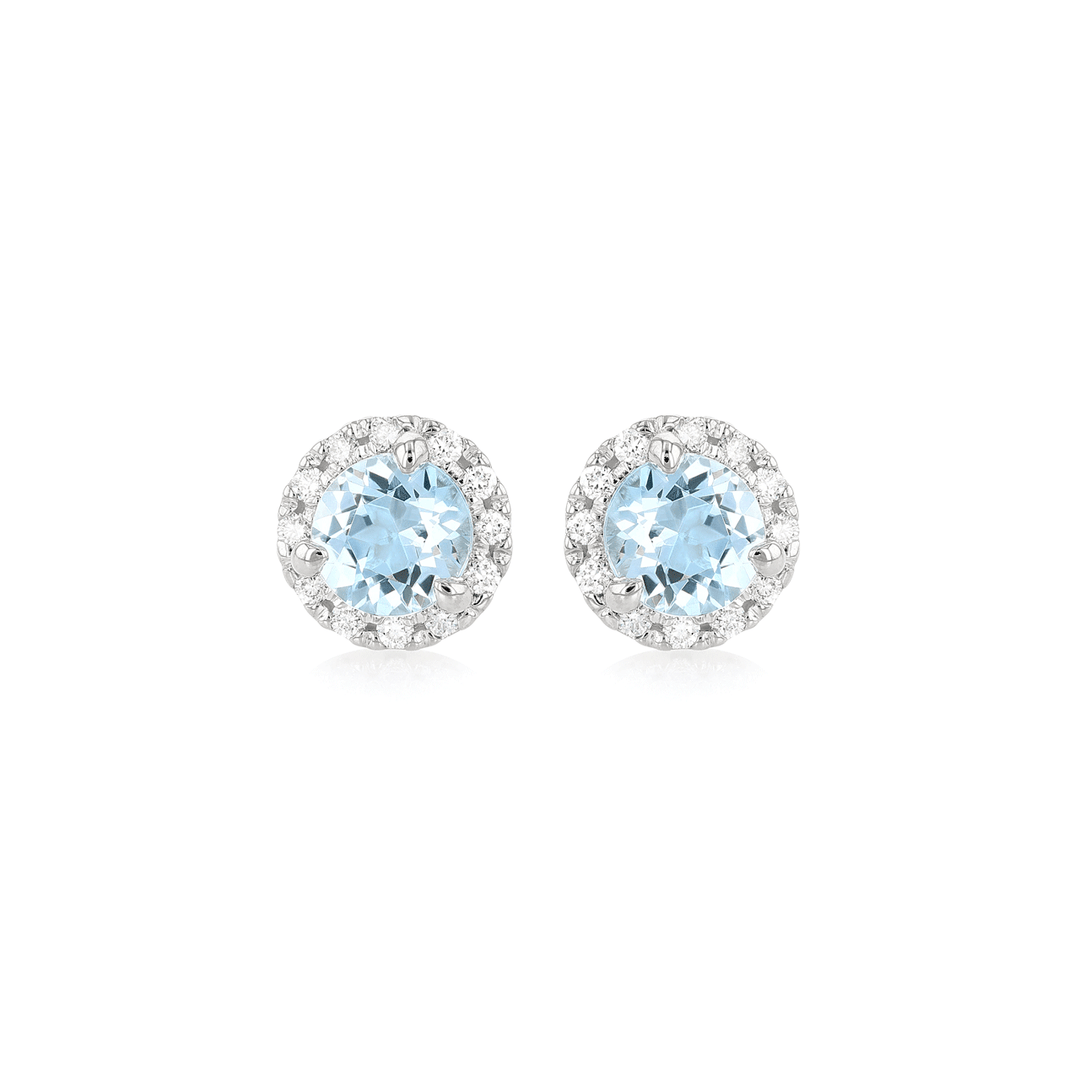 Hamilton Lisette Collection 18k White Gold and 2.60 Total Weight Blue Topaz Diamond Studs