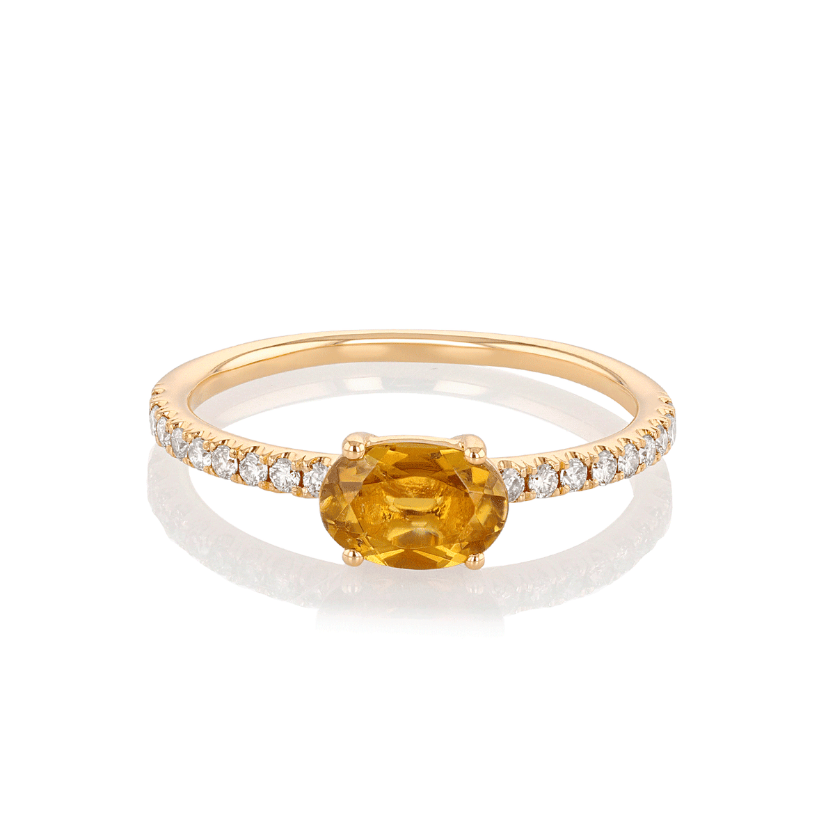 Hamilton Facets Collection 18k Yellow Gold Tourmaline and Brown Diamond Ring