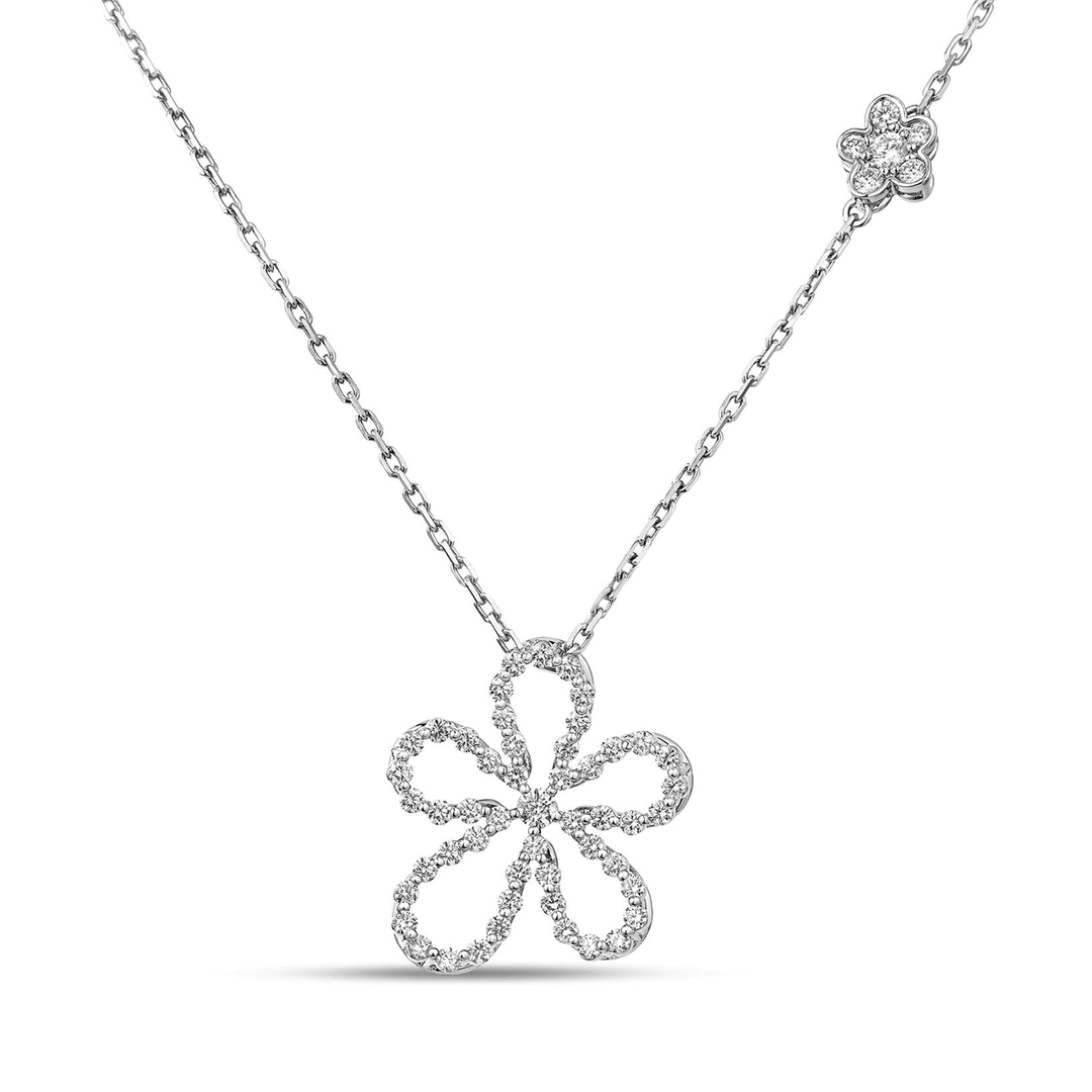Roberto Coin Jasmine 18k White Gold and Diamond Outline Pendant Necklace