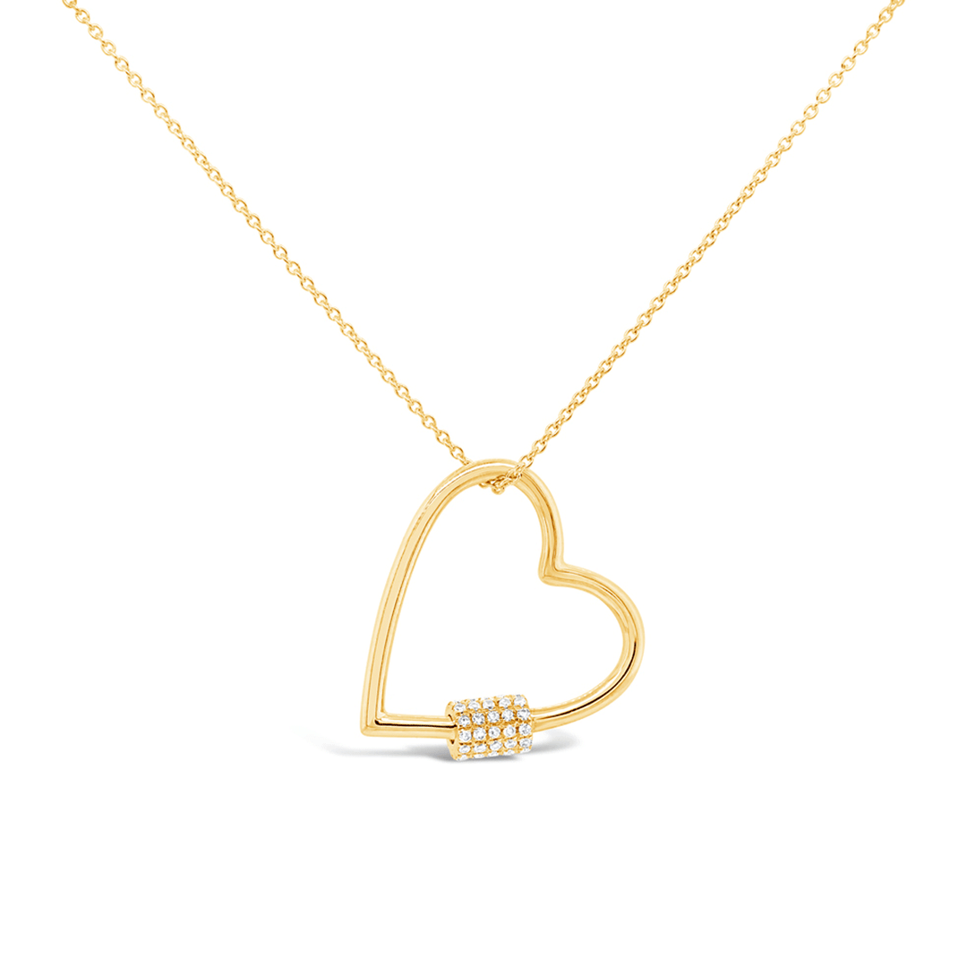 14k Gold and Diamond .13 Total Weight Station Heart Pendant