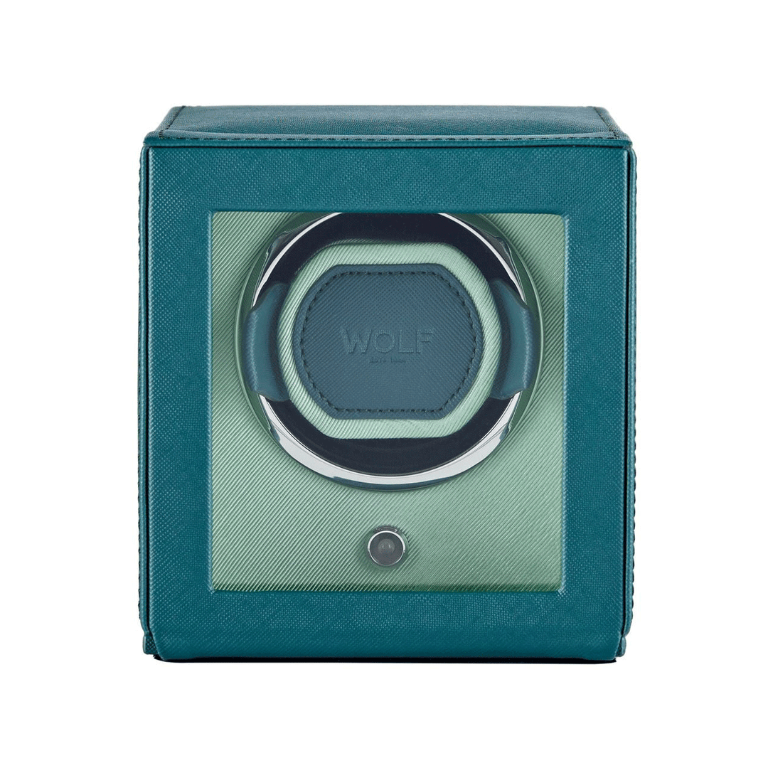 Wolf Designs Cub Single Watch Winder with Cover Mint/Teal