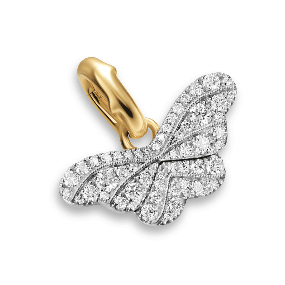 David Yurman Butterfly Amulet 18K White and Yellow Gold with Diamonds, 9.1mm