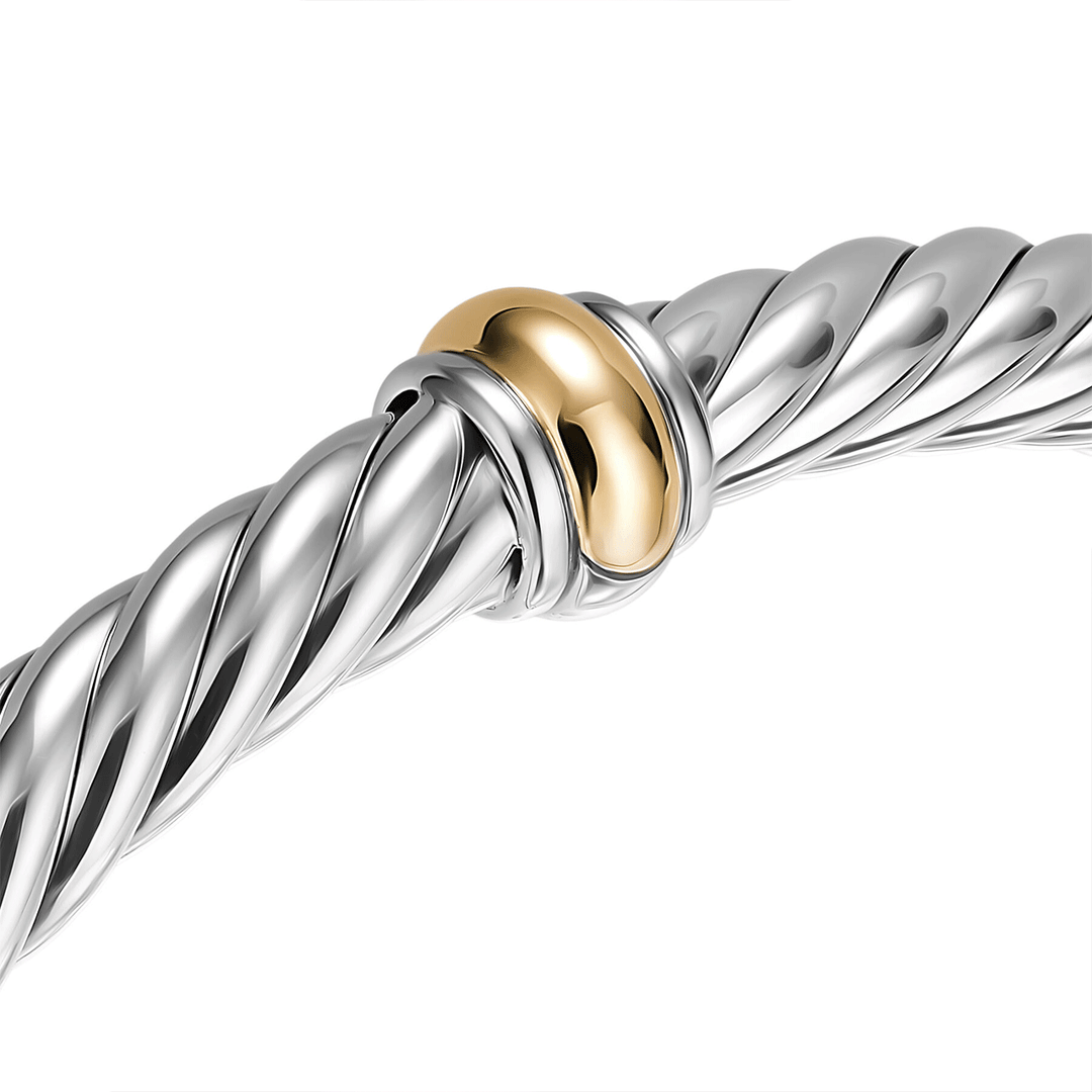 David Yurman Cable Flex® Center Station Bracelet Sterling Silver with 14K Yellow Gold, 6mm Medium