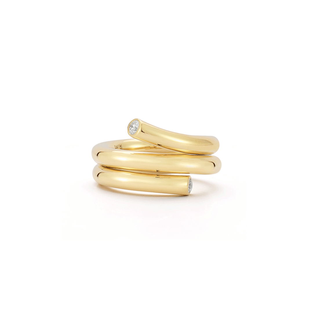 Walters Faith Thoby 18k Yellow Gold and Diamond Spiral Ring