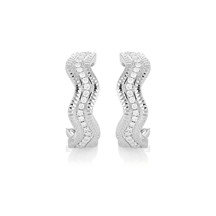 Regency 18k White Gold and .37 Total Weight Diamond Earrings