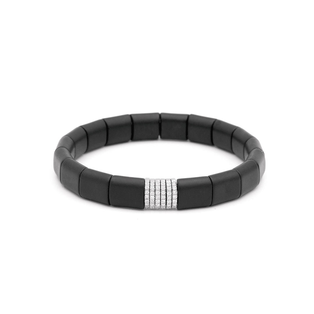 18k White Gold and Black Resin Diamond Bracelet