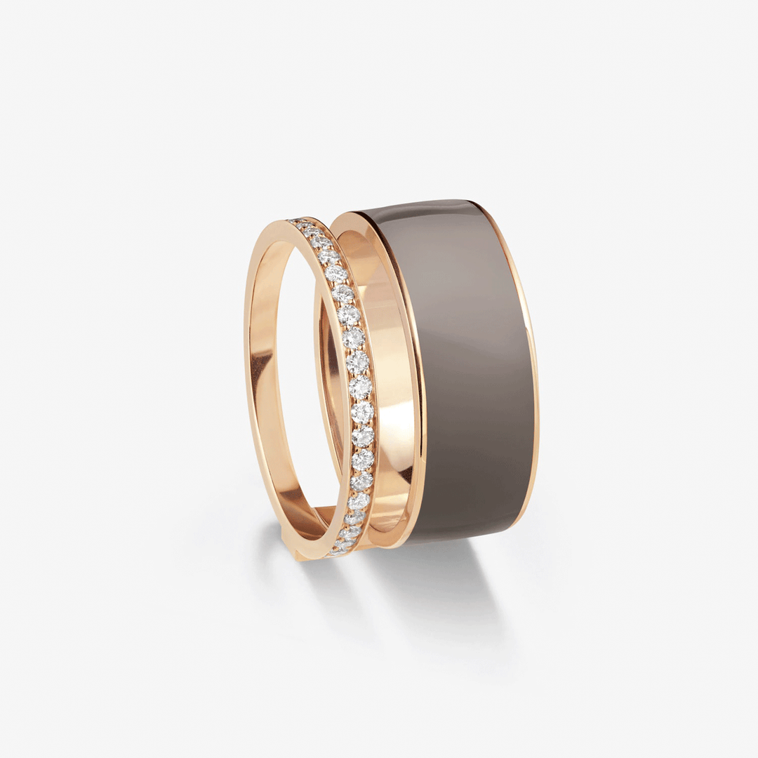 Repossi Berbere 18k Rose Gold and Diamond Chromatic Taupe Lacquer Ring