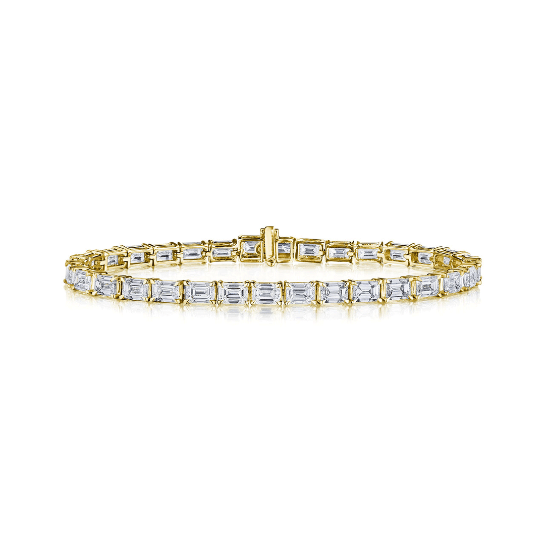 18k Yellow Gold and Emerald Cut Diamond 4.09 Total Weight Bracelet