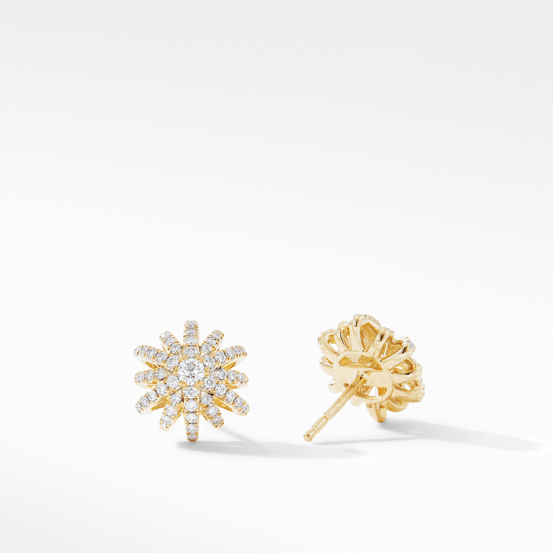 David Yurman Starburst Small Stud Earrings in 18K Yellow Gold with Pavé Diamonds
