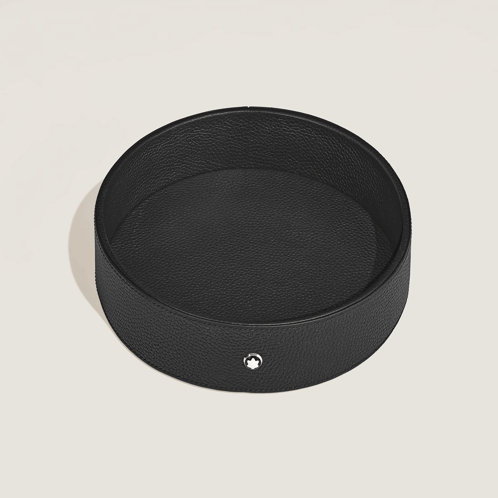 Montblanc Large Round Desk Tray in Grain Leather Black