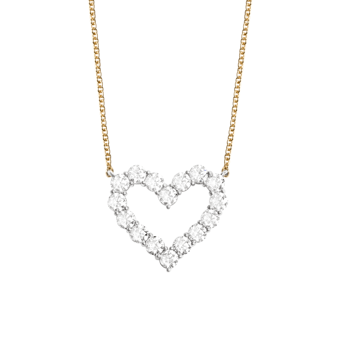 18k Gold and Diamond 4.00 Total Weight Heart Necklace