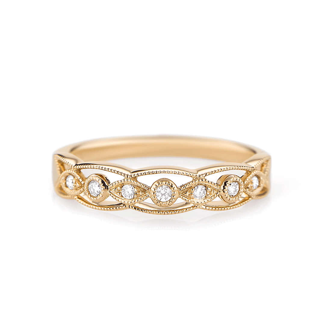 Hamilton Heritage Collection 18k Yellow Gold and 0.08 Total Weight Diamond Half Way Band