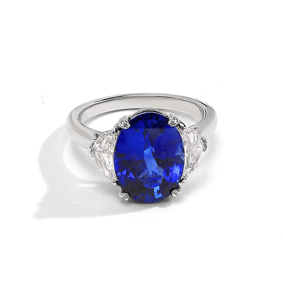 Private Reserve Platinum Sapphire 6.35 Total Weight and Diamond Ring