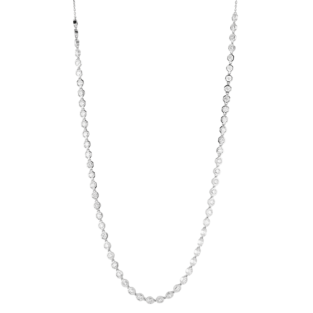 18k White Gold and 4.82 Total Weight Diamond Station Necklace