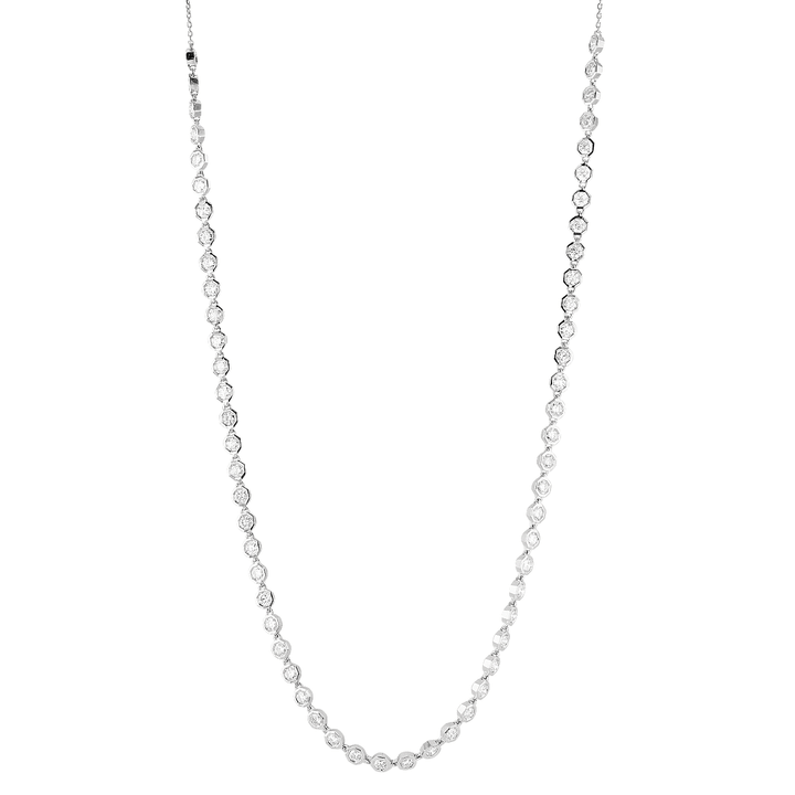 18k White Gold and 4.82 Total Weight Diamond Station Necklace