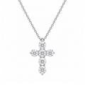 14k White Gold and 2.20 Total Weight Diamond 20mm Cross Pendant