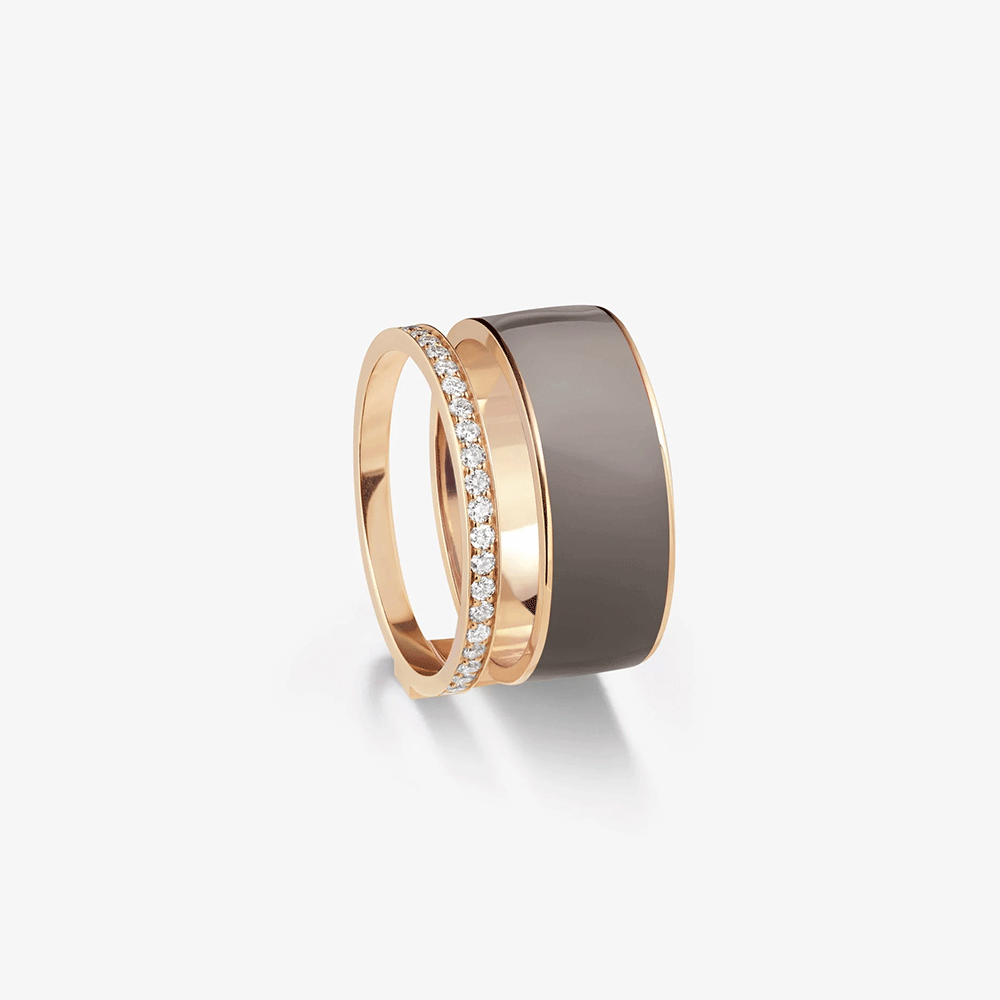 Repossi Berbere 18k Rose Gold and Diamond Chromatic Taupe Lacquer Ring