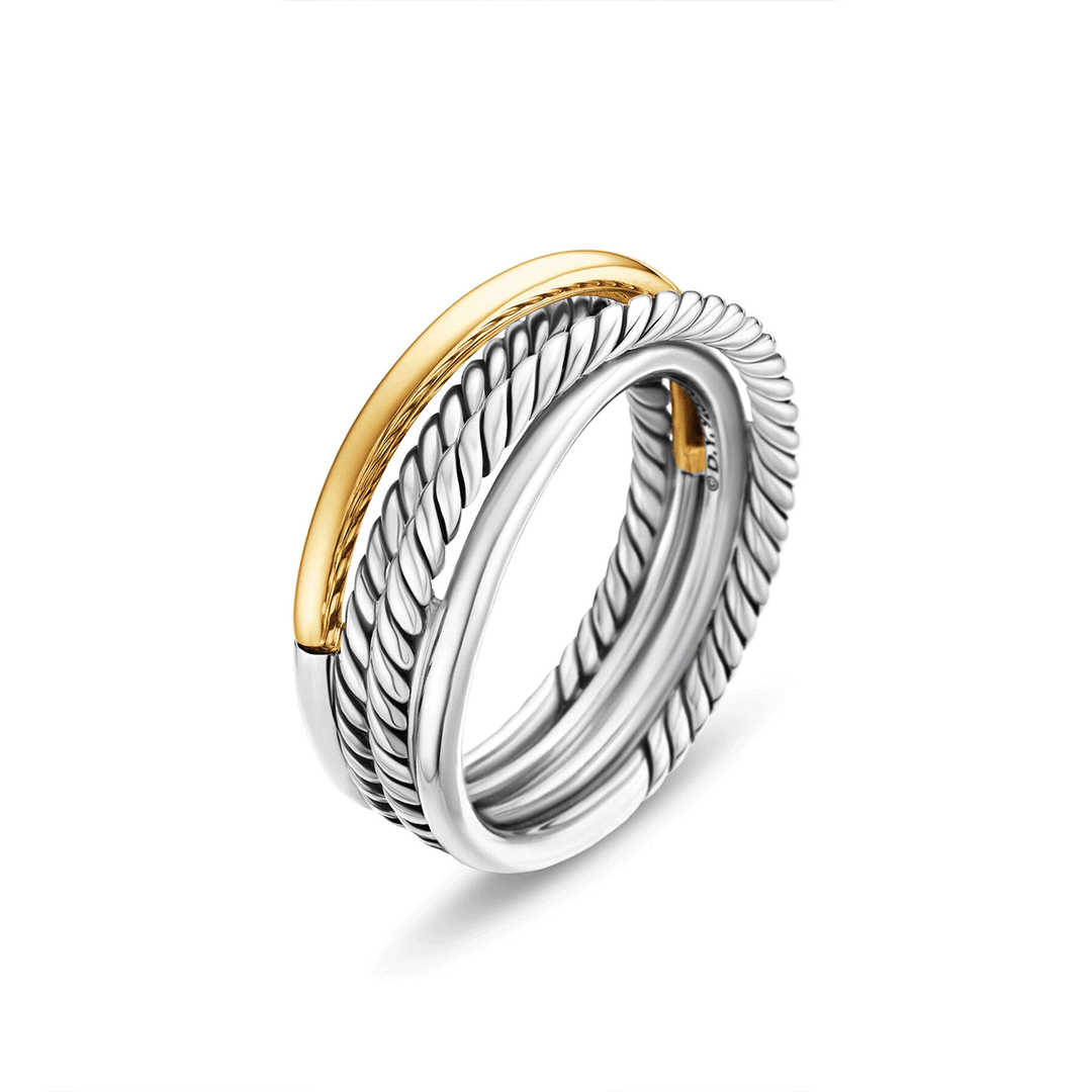 David Yurman The Crossover Collection Narrow Ring with 18k Yellow Gold,SZ6