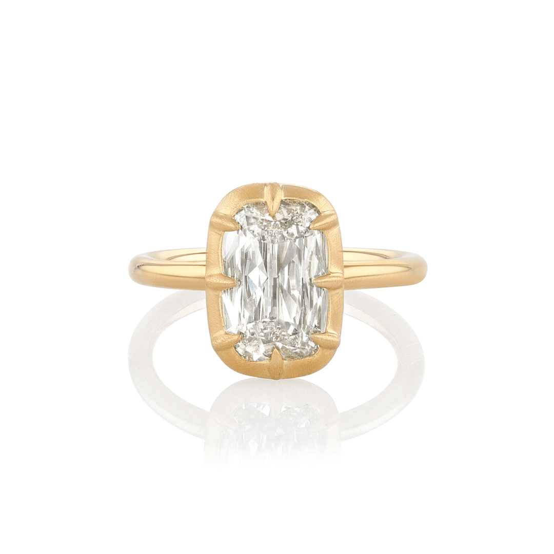18k Yellow Gold and Cushion Diamond 2.01 Bezel Set Engagement Ring