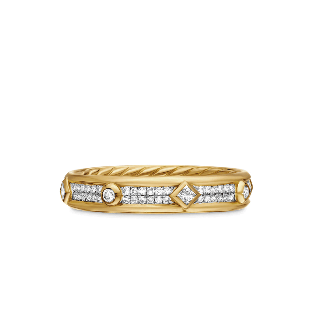 David Yurman Modern Renaissance® Band Ring 18K Yellow Gold with Diamonds, 4mm