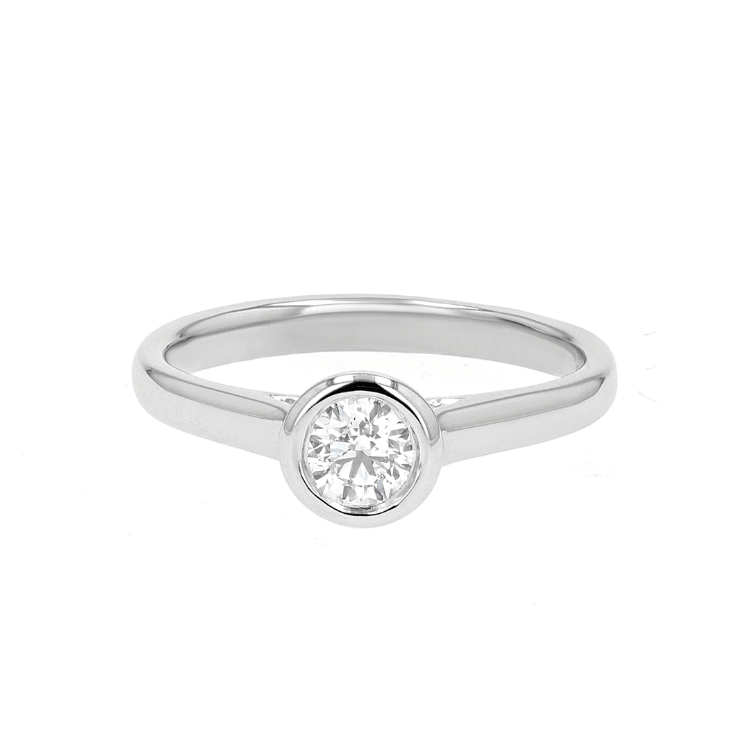 18k White Gold and Diamond Bezel Ring