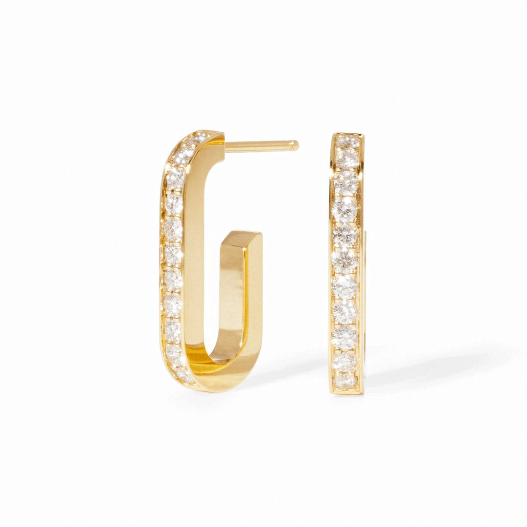 Dinh Van Maillon 18k Yellow Gold and Diamond Earrings