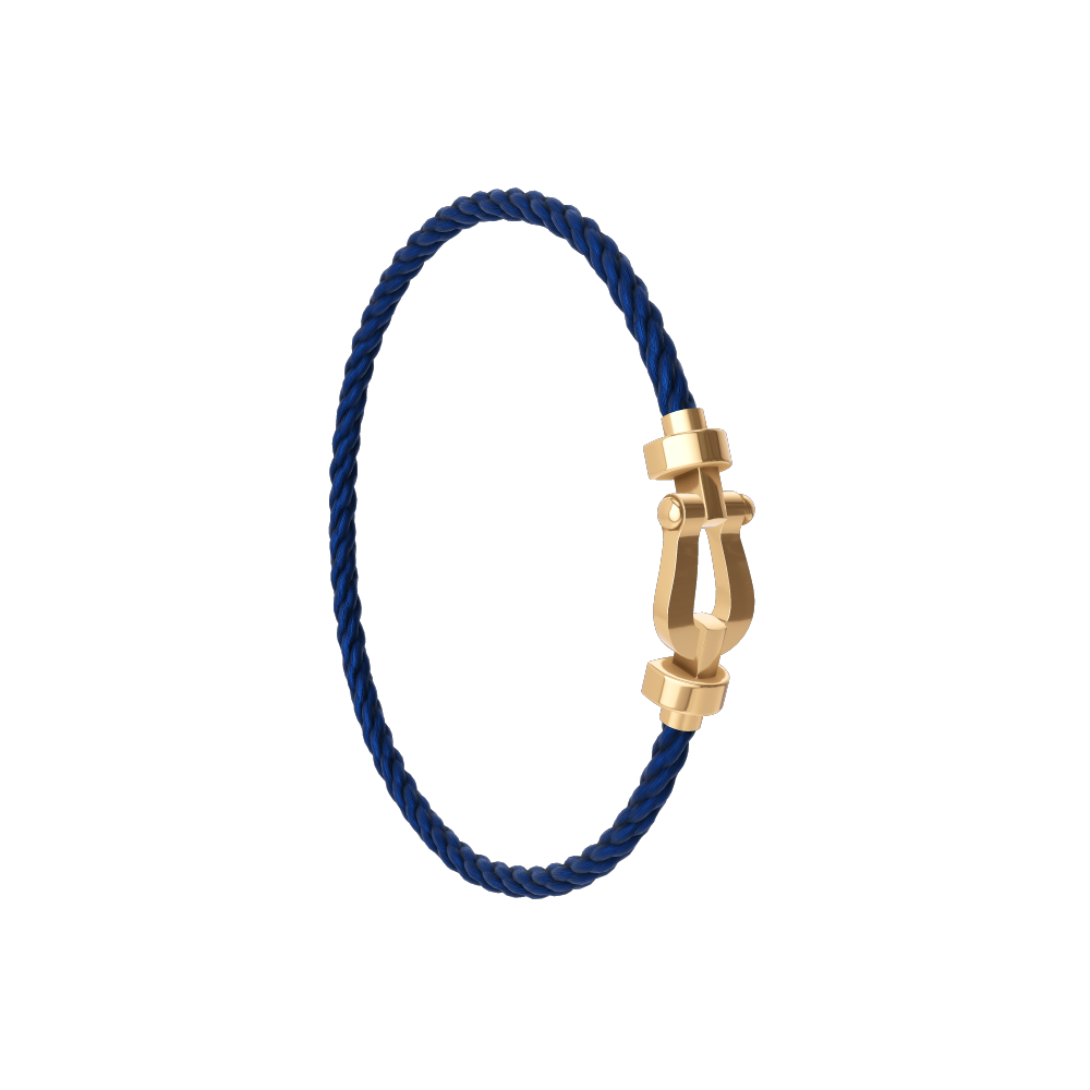 FRED Navy Cord Bracelet with 18k Yellow Gold MD Buckle, Exclusively at Hamilton Jewelers