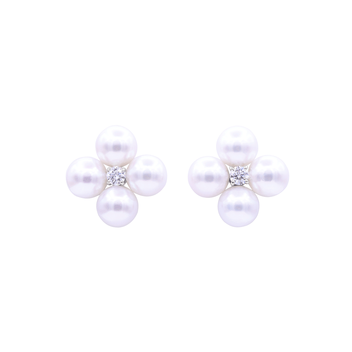 Platinum Cultured Pearl and Diamond Earrings