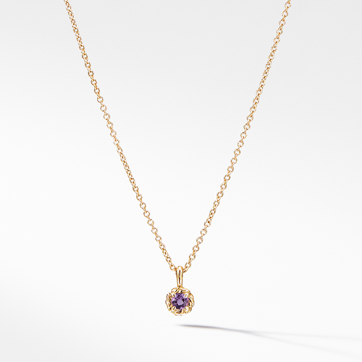 David yurman Cable Collectibles Kids Necklace Birthstone Necklace with Amethyst in 18k Yellow Gold, 3mm