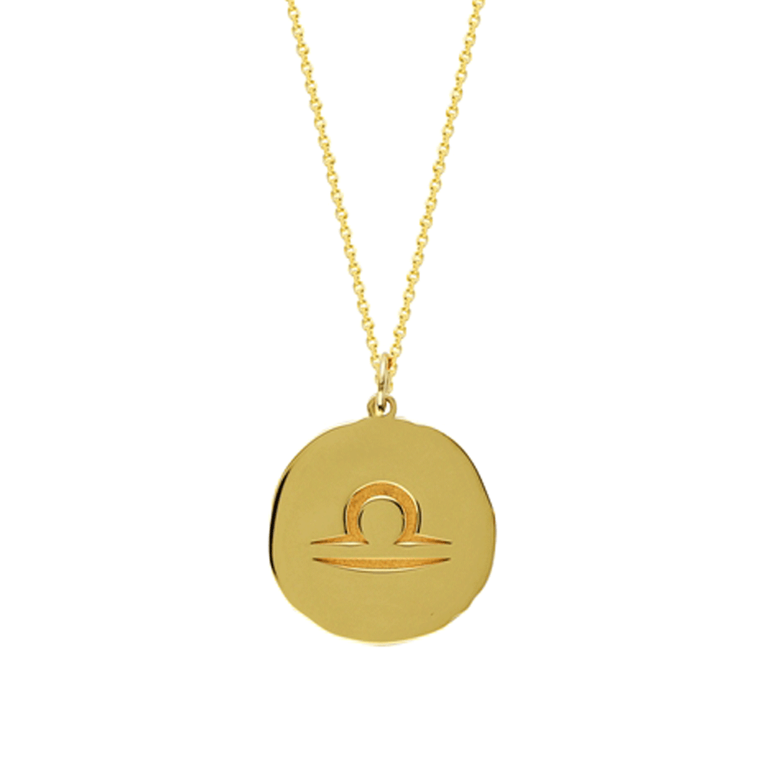 14k Yellow Gold Zodiac Libra Pendant