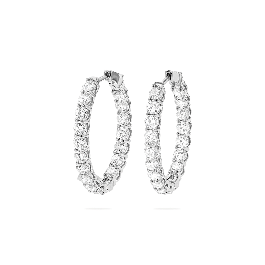 18k Gold Natural Diamond Total Weight 5.10 In Out Hoops