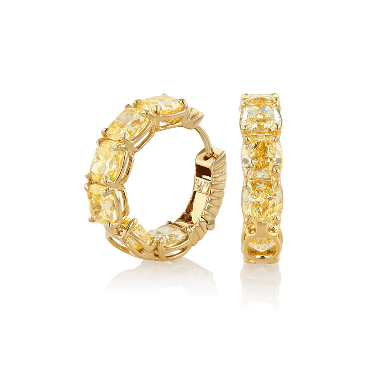 18k Yellow Gold and Fancy Intense Yellow Diamond 6.15 Total Weight Huggies