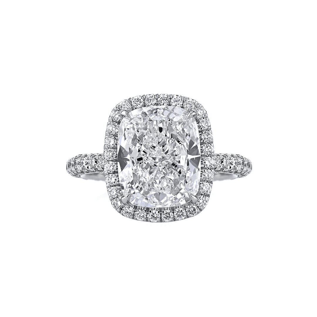 Hamilton Private Reserve Collection Platinum and 5.01 Total Weight Cushion Cut Diamond Ring