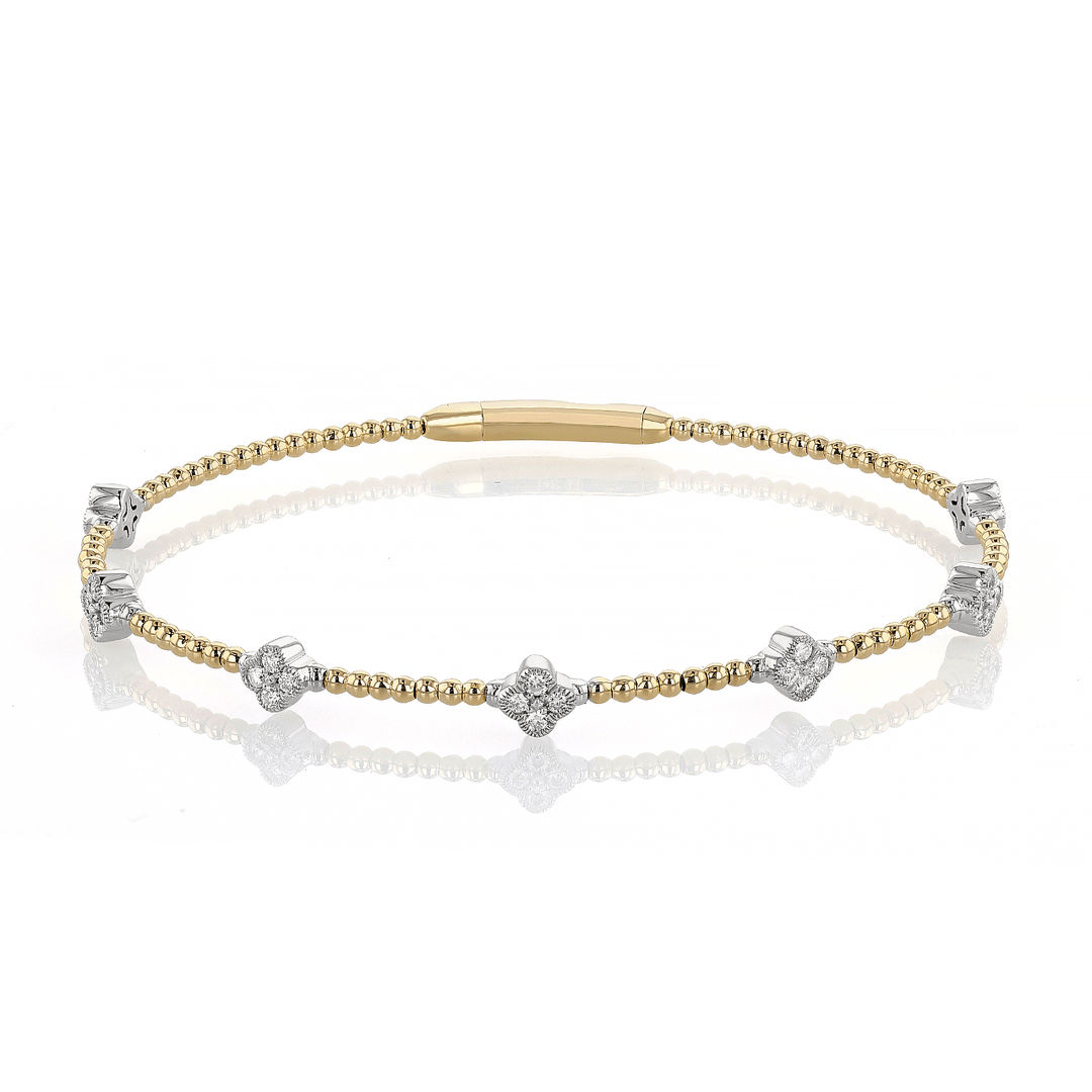 14k Gold and .42 Total Weight Diamond Flex Bangle