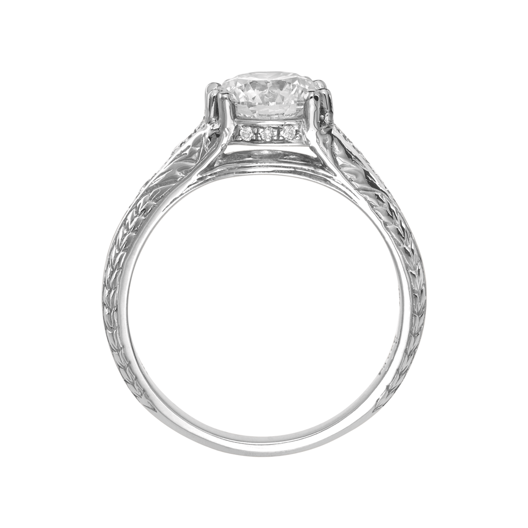 1912 18k White Gold and Diamond Engagement Mounting Ring