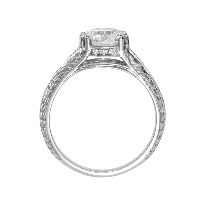 1912 18k White Gold and Diamond Engagement Mounting Ring