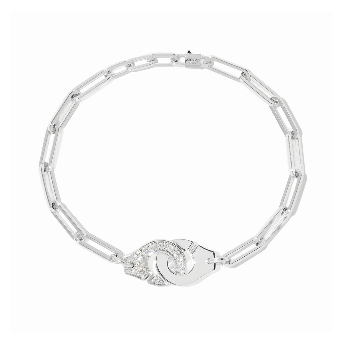 Dinh Van Menottes 18k White Gold and Diamond Bracelet