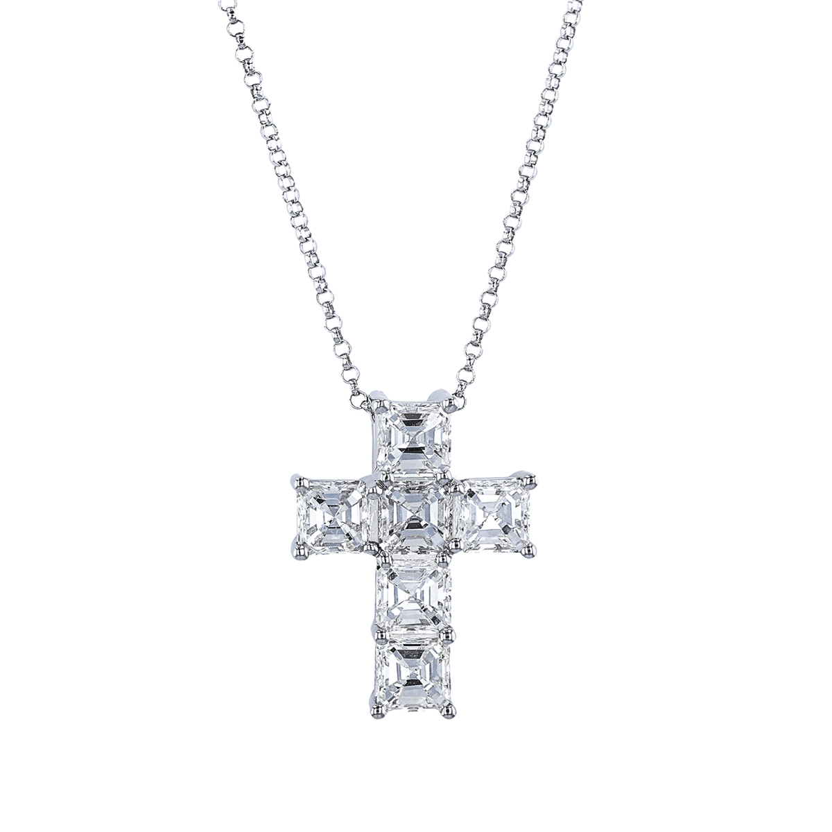 Platinum &amp; 4.51ct Asscher Cut Diamond Cross