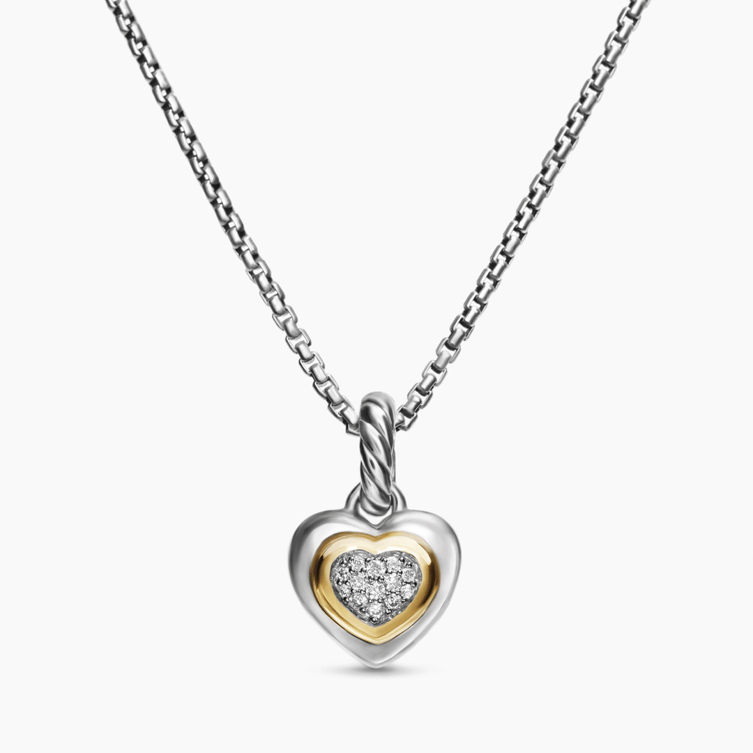 David Yurman Petite Cable Heart Pendant Necklace with Diamond in 14k Yellow Gold