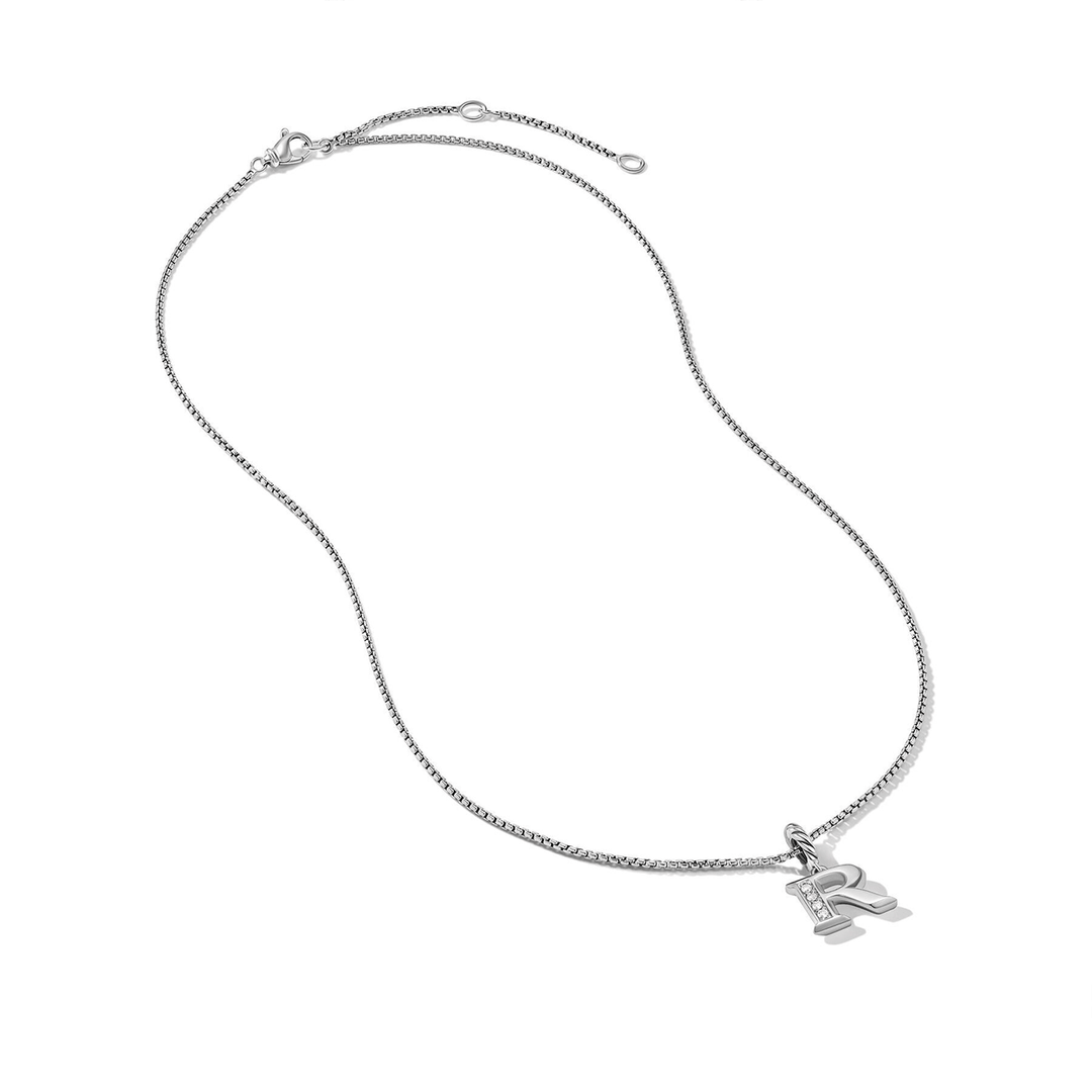 David Yurman Pavé Initial Pendant Necklace with Diamond R