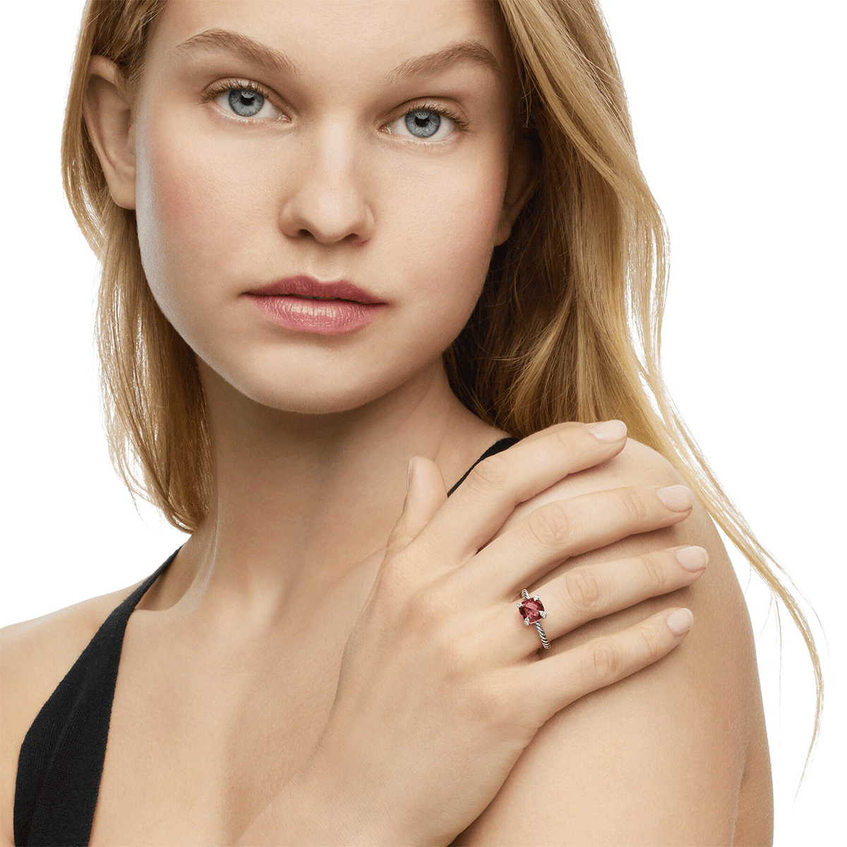David Yurman Chatelaine Ring with Rhodolite Garnet and Diamonds